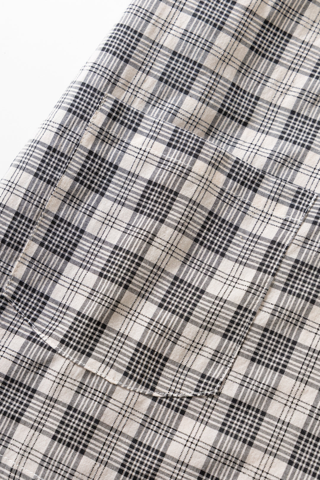 Blacksmith - Short Sleeved Popover Shirt - Black Plaid