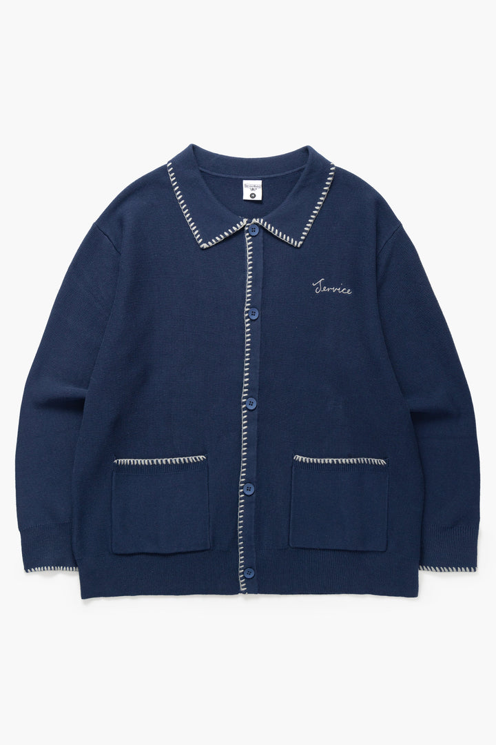 Service Works - Blanket Stitch Cardigan - Navy