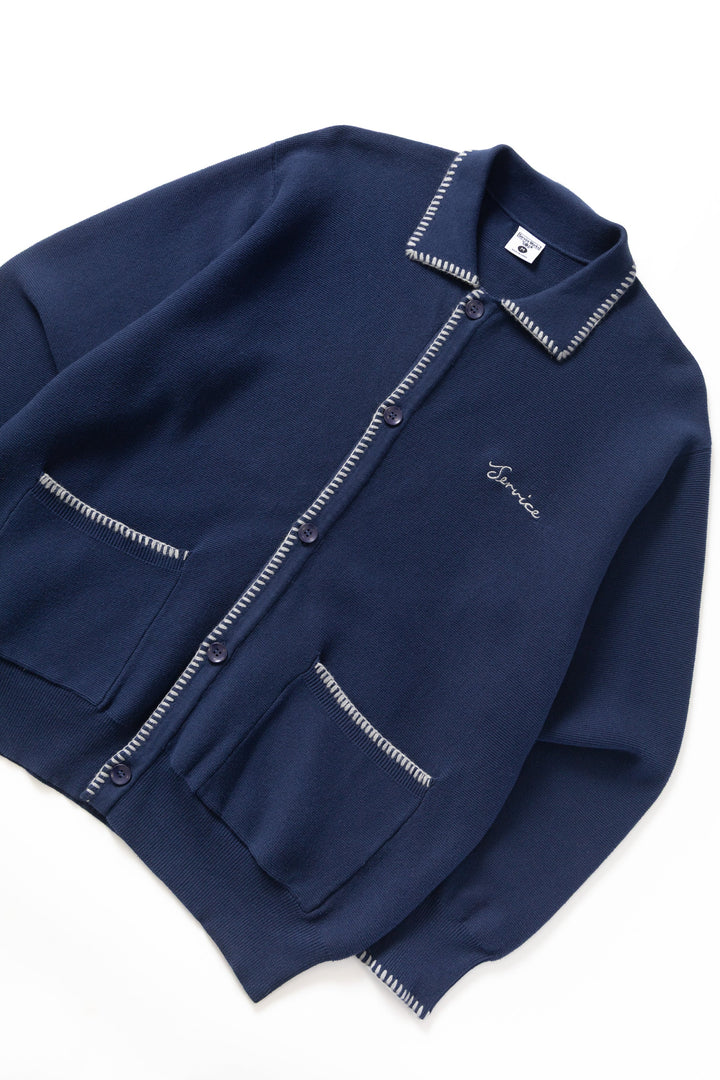 Service Works - Blanket Stitch Cardigan - Navy