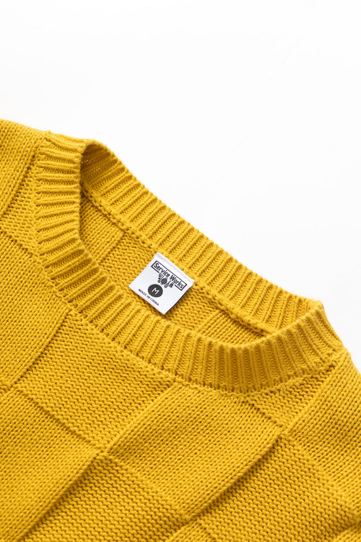 Service Works - Check Knit Crewneck - Ochre