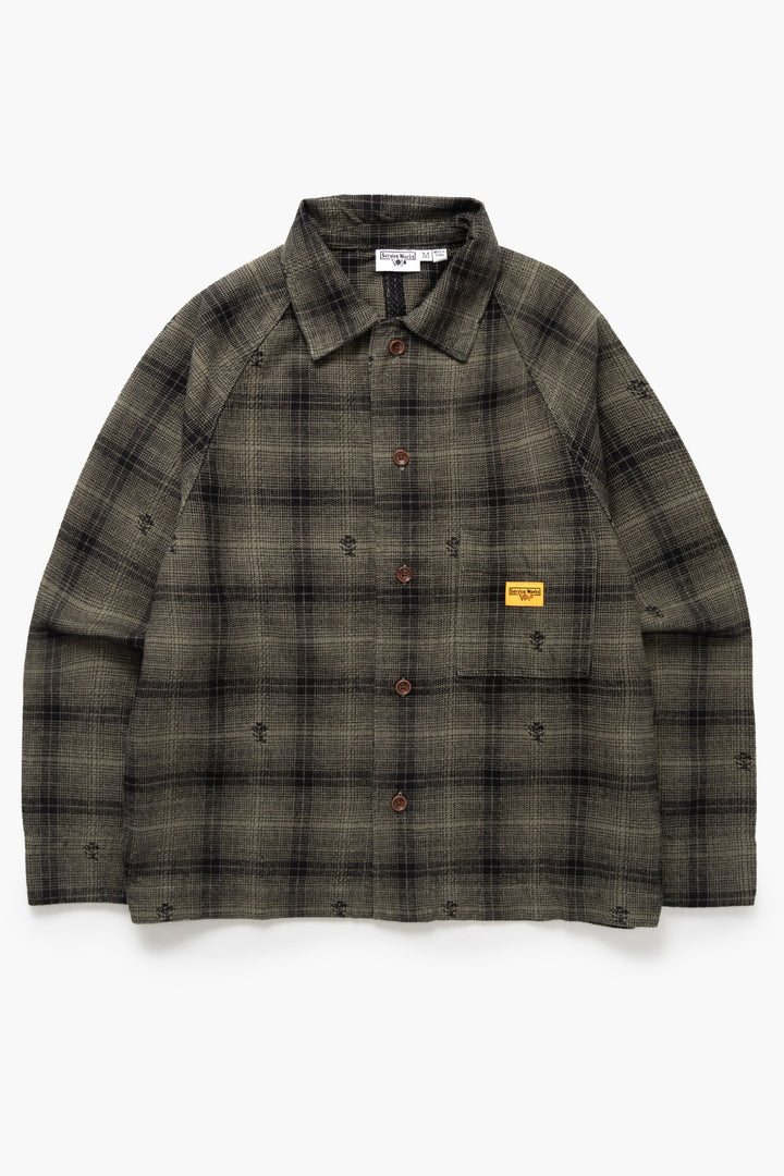 Service Works - Thistle Plaid Front Of House Jacket - Olive