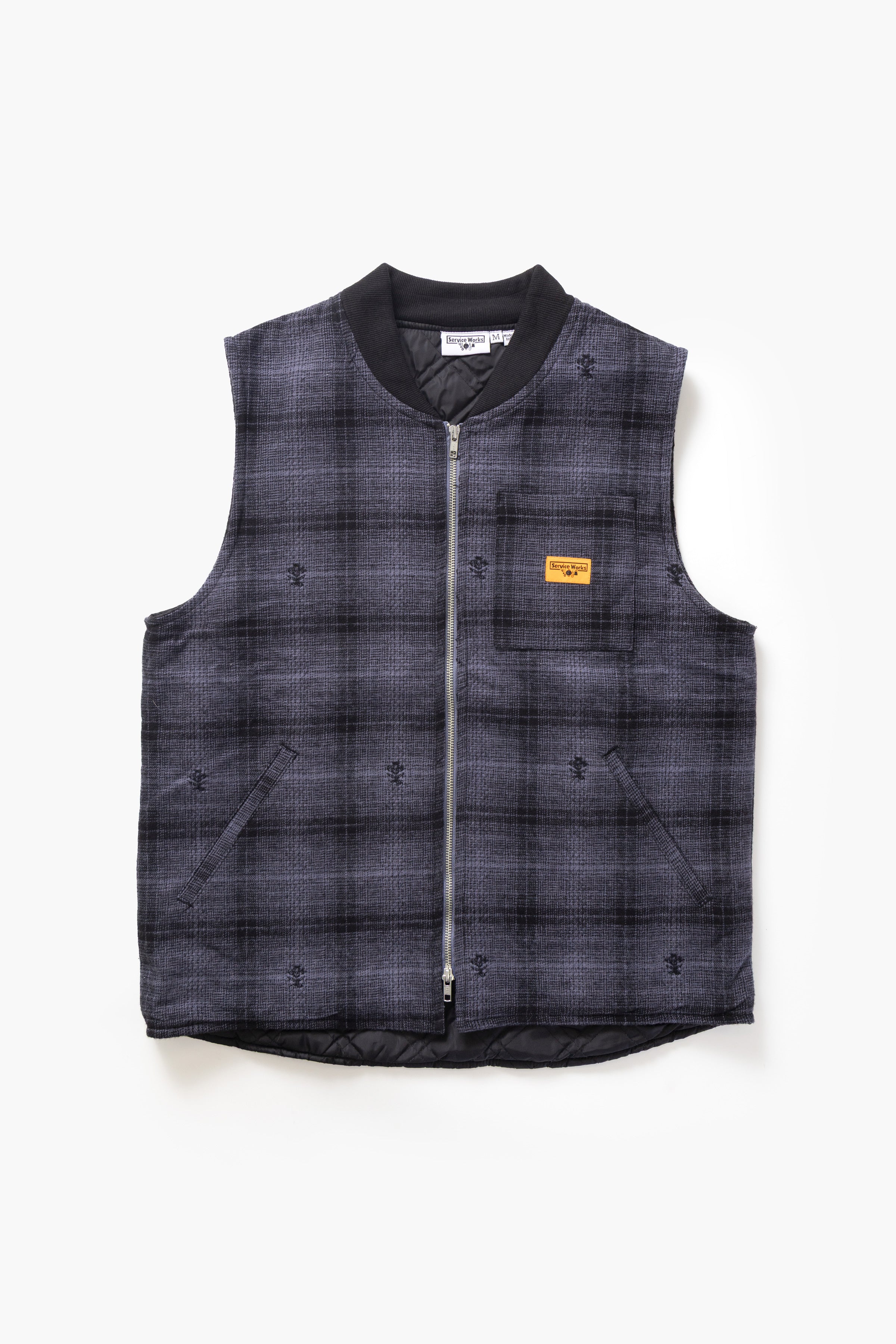 Service Works - Thistle Plaid Padded Work Vest - Black