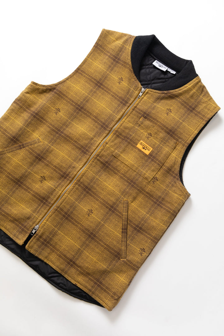 Service Works - Thistle Plaid Padded Work Vest - Ochre