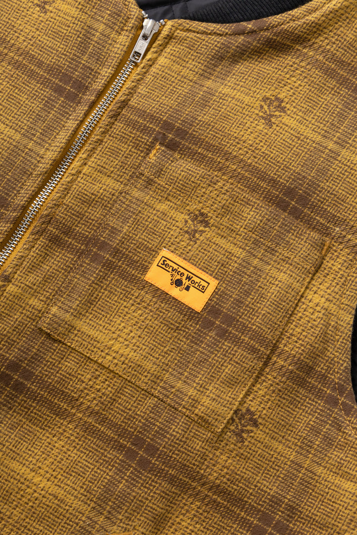 Service Works - Thistle Plaid Padded Work Vest - Ochre