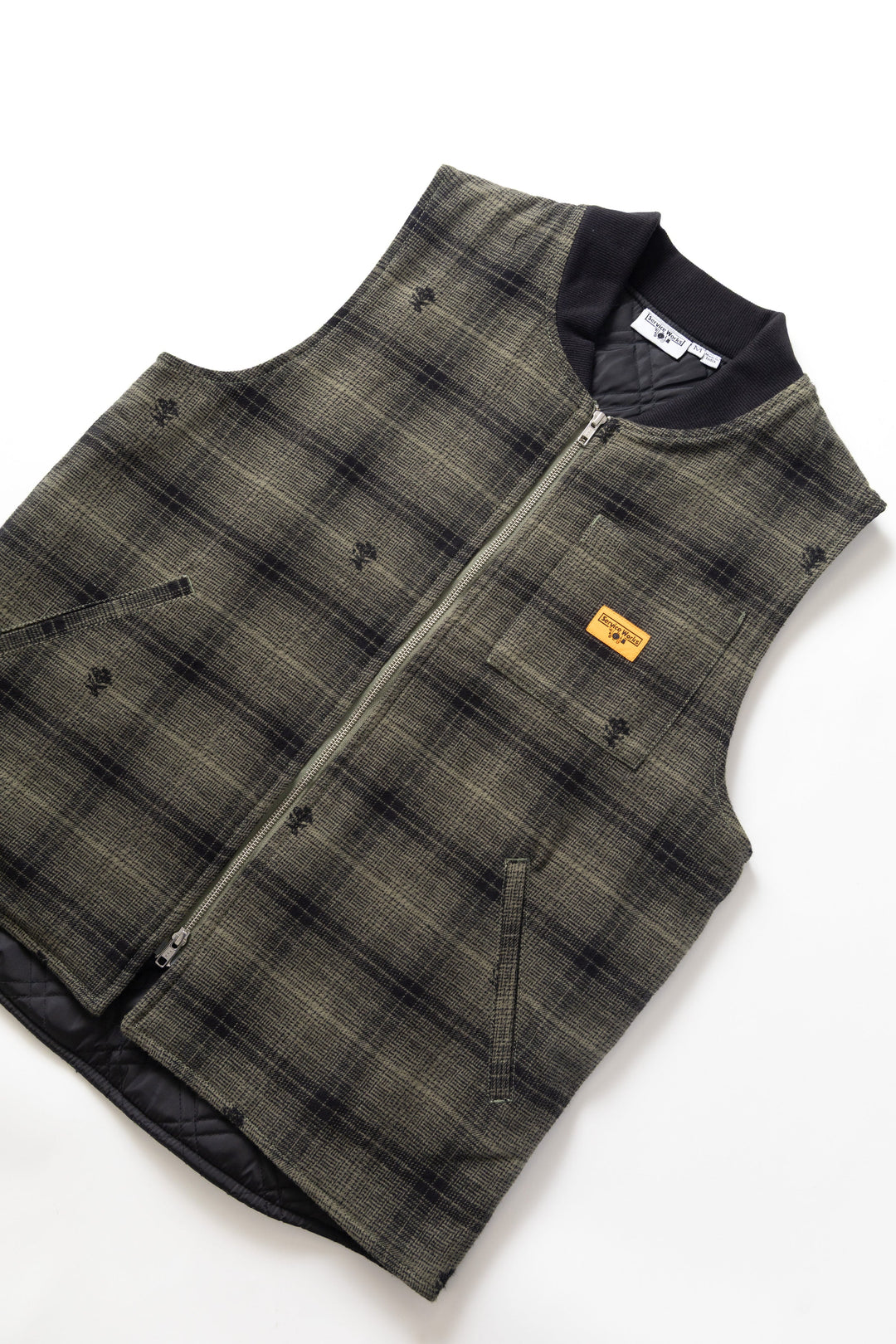 Service Works - Thistle Plaid Padded Work Vest - Olive