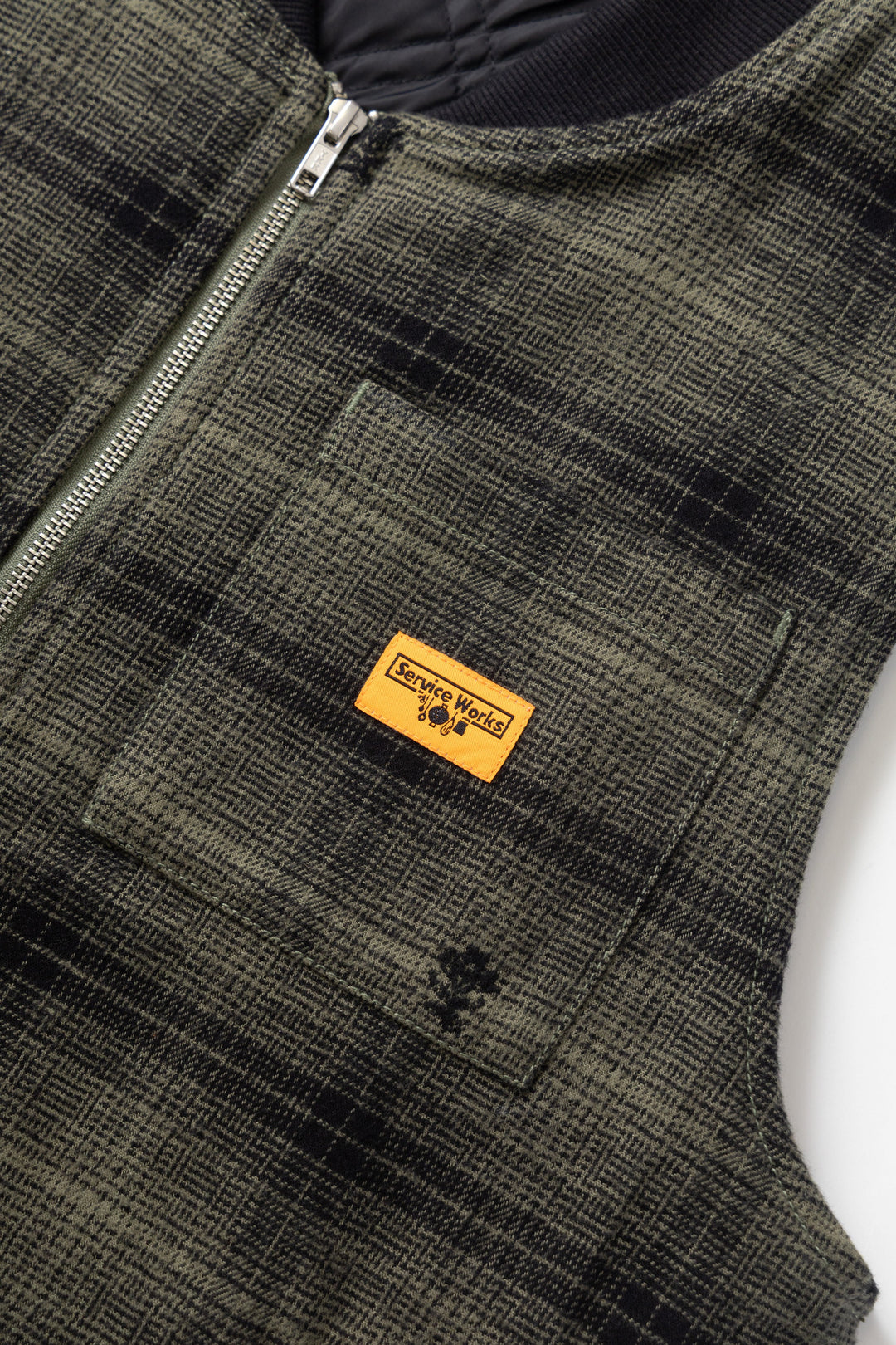 Service Works - Thistle Plaid Padded Work Vest - Olive