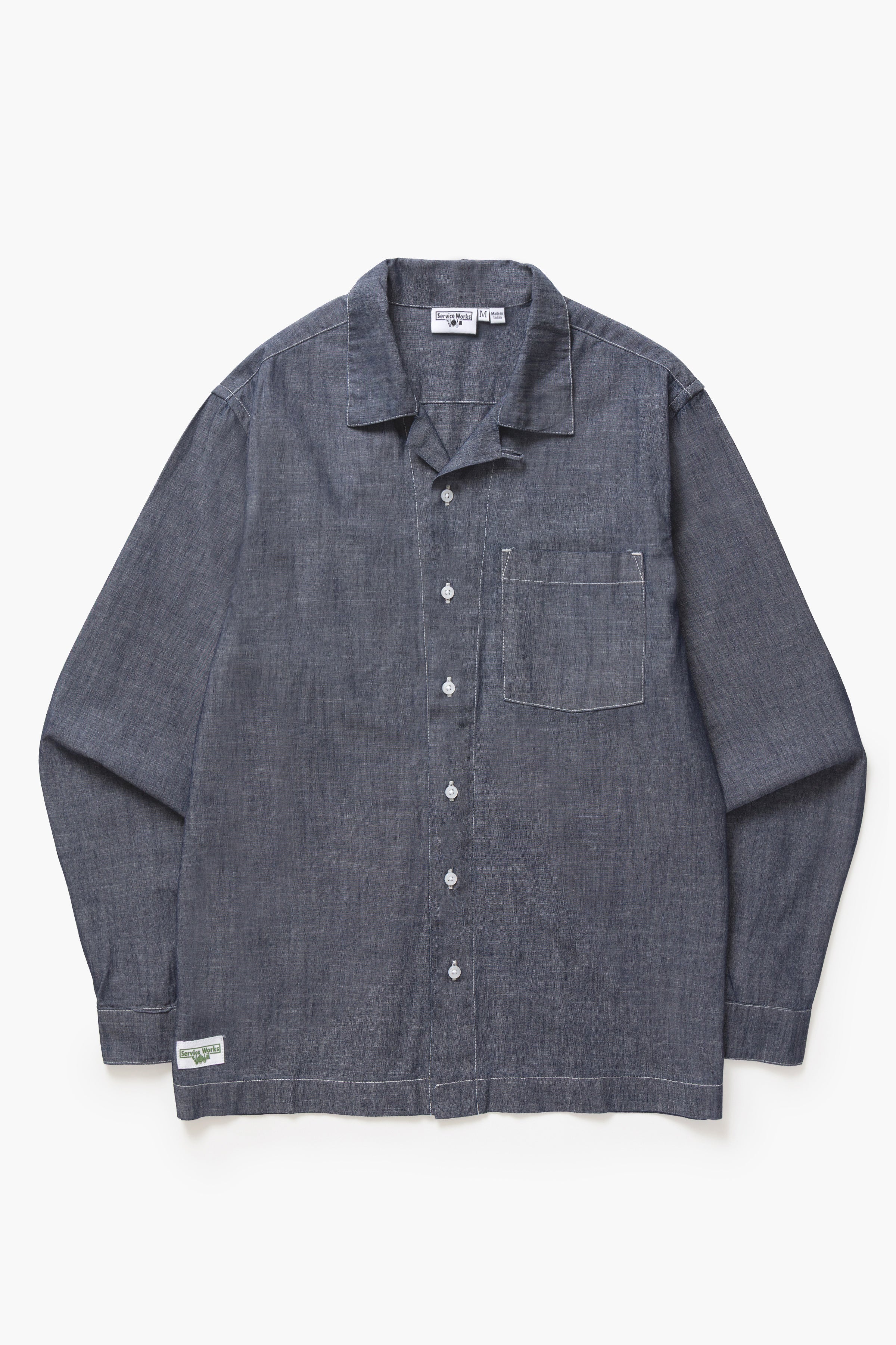 トップス BIRDWELL CHAMBRAY SERVICE SHIRT Service Works - Chambray Resort Shirt - Dark Blue – Blacksmith Store