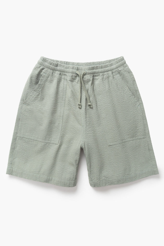 パンツ SELVAGE WOOL WIDE TUCK CHEF SHORTS Service Works - Seersucker Chef Shorts - Sage – Blacksmith Store