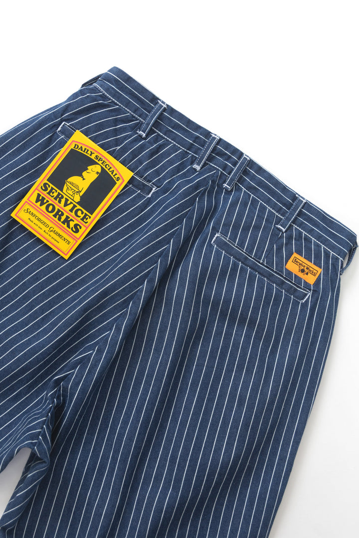Service Works - Pinstripe Denim Part Timer Shorts - Indigo