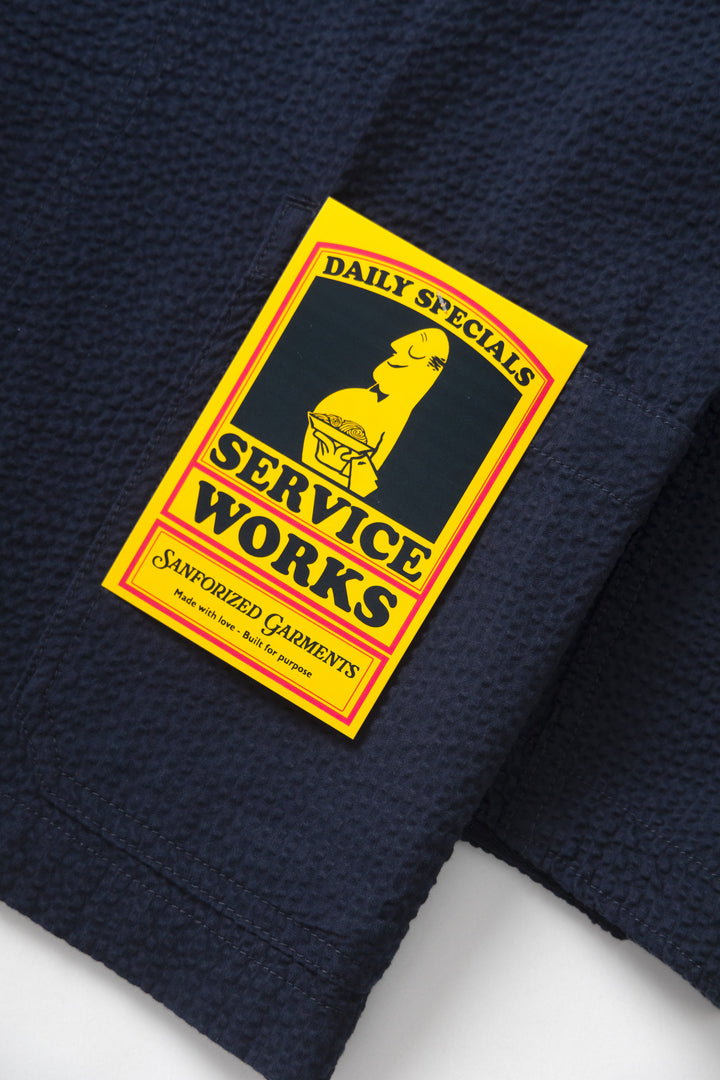 Server Mess Jacket Service Works - Seersucker Server Suit Jacket - Dark Navy – Blacksmith ...