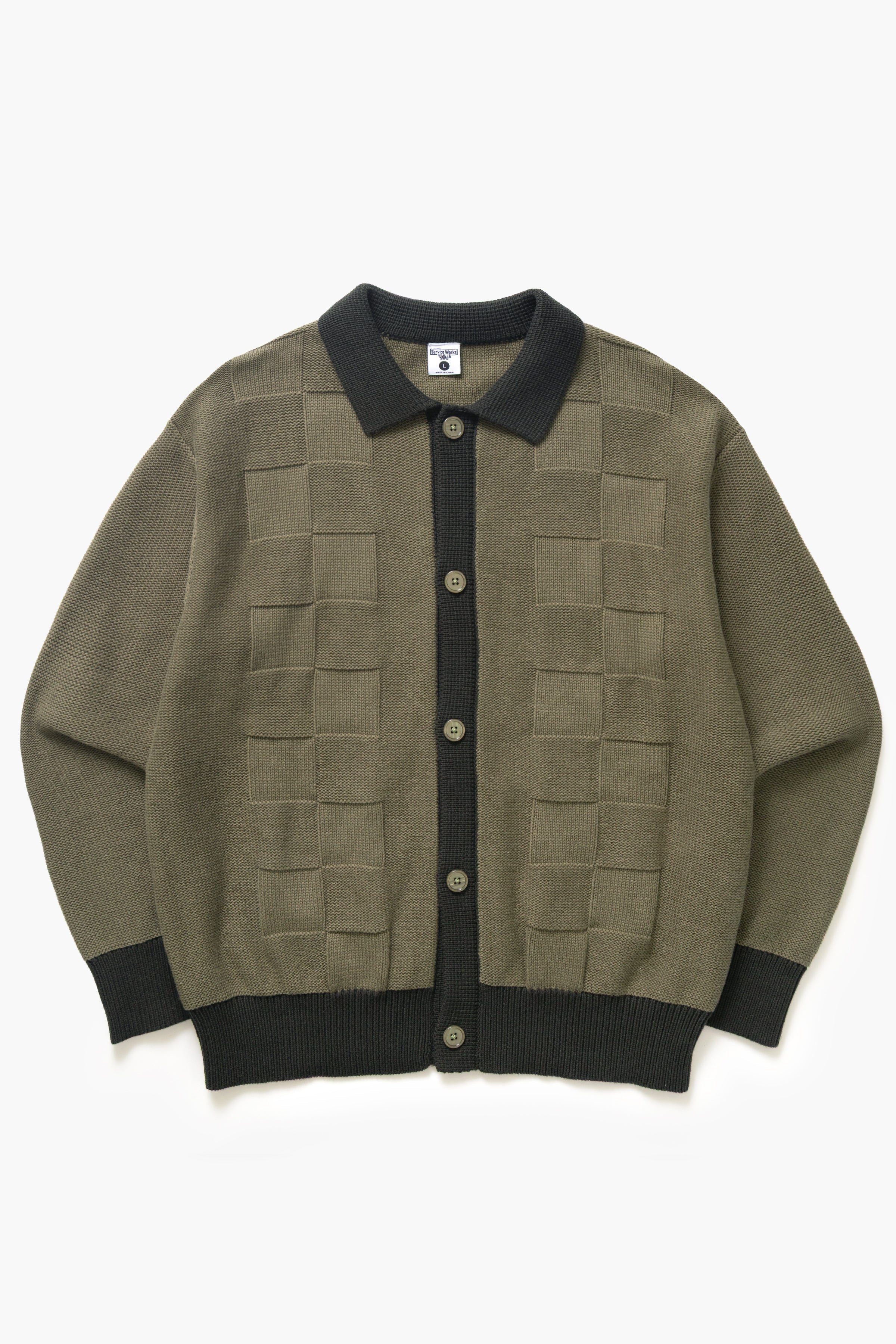 Service Works - Check Panel Cardigan - Olive – Blacksmith Store