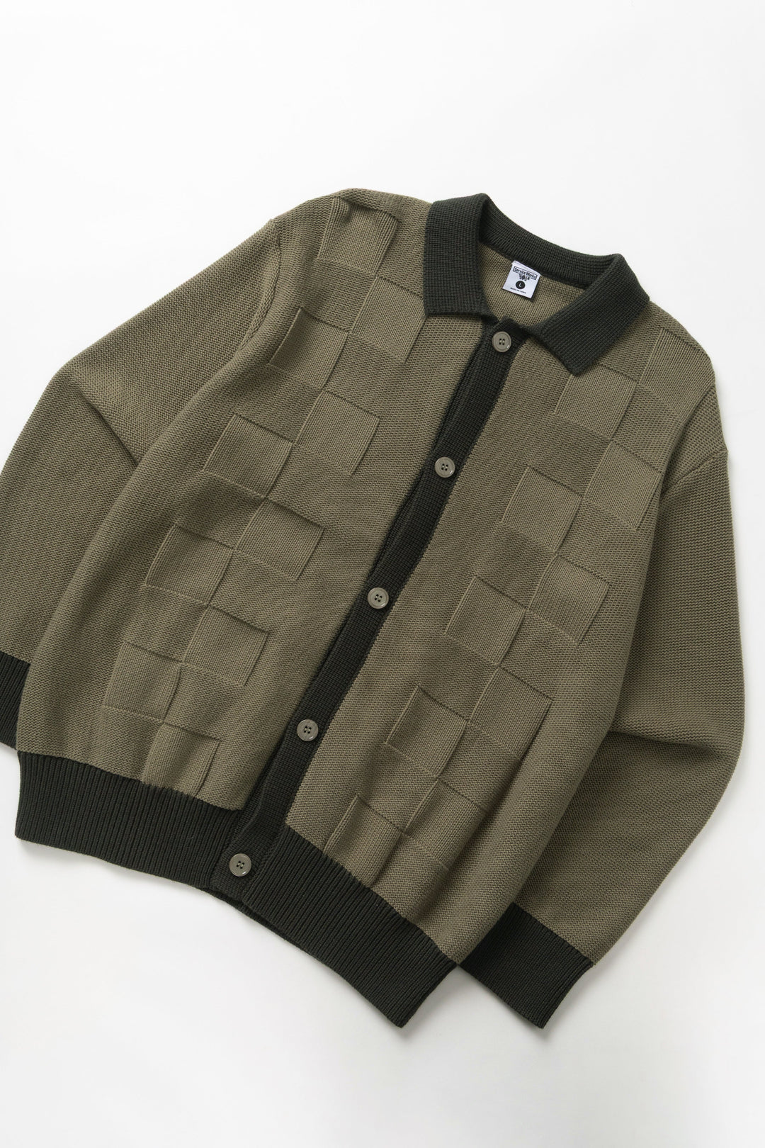 Service Works - Check Panel Cardigan - Olive