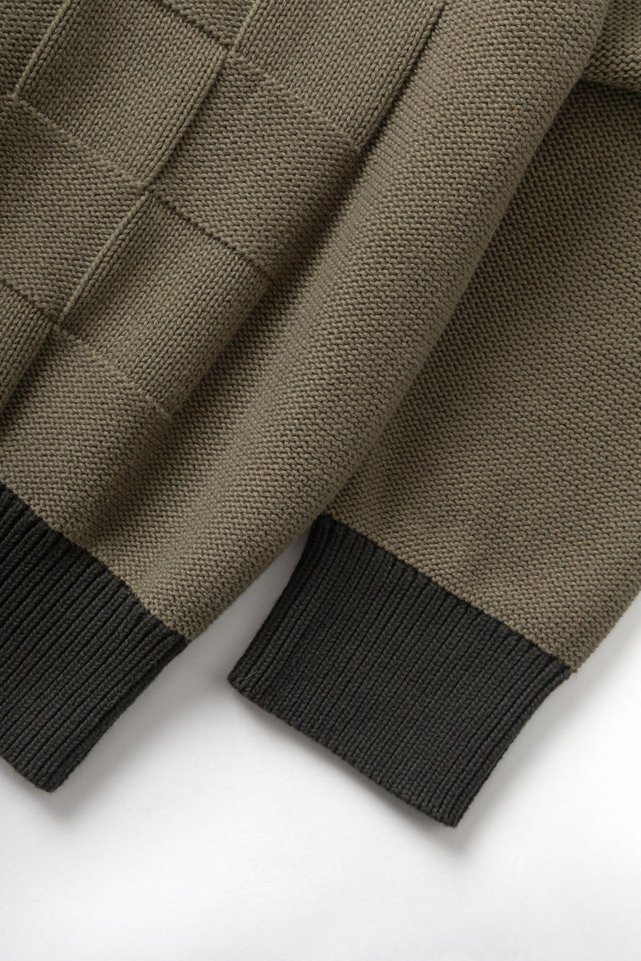 Service Works - Check Panel Cardigan - Olive