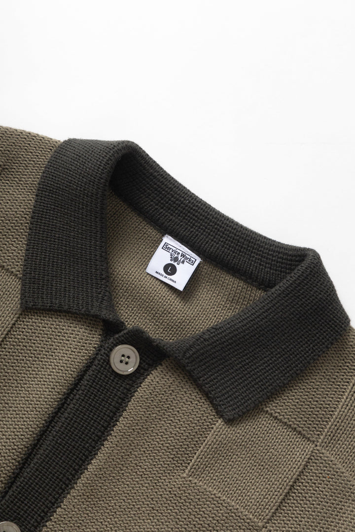 Service Works - Check Panel Cardigan - Olive