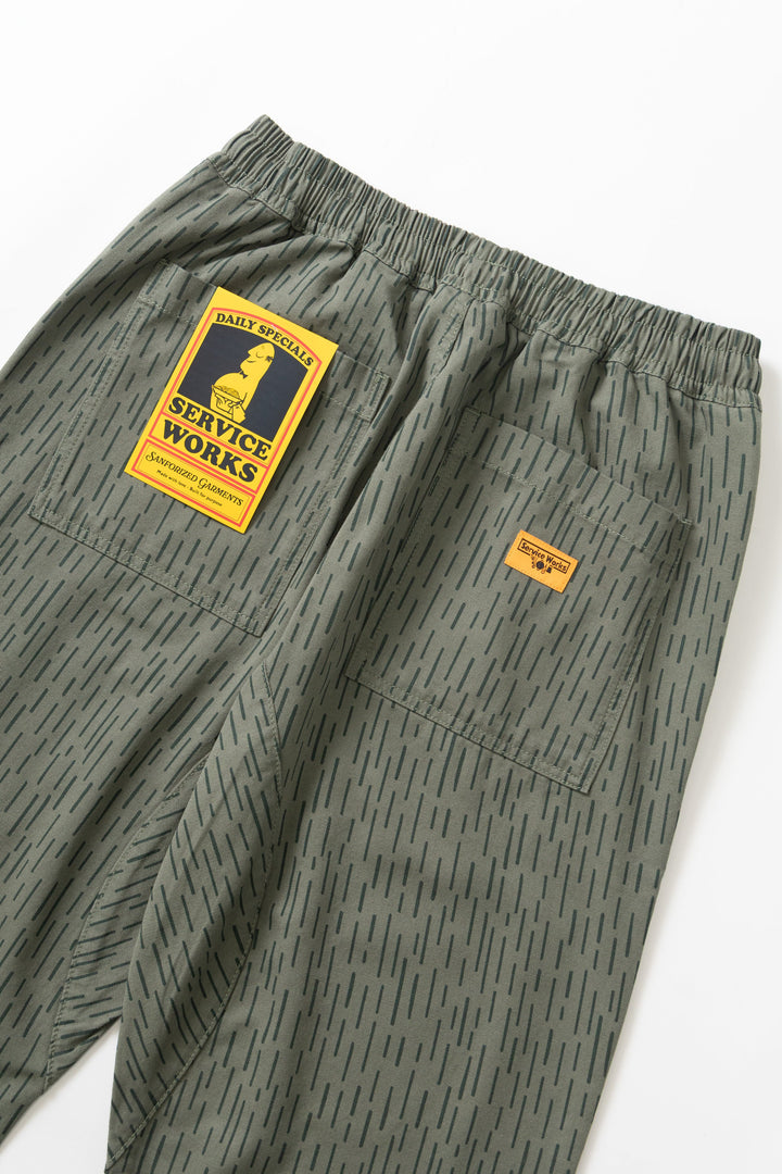 Service Works - Patterned Chef Pants - Raindrop Green
