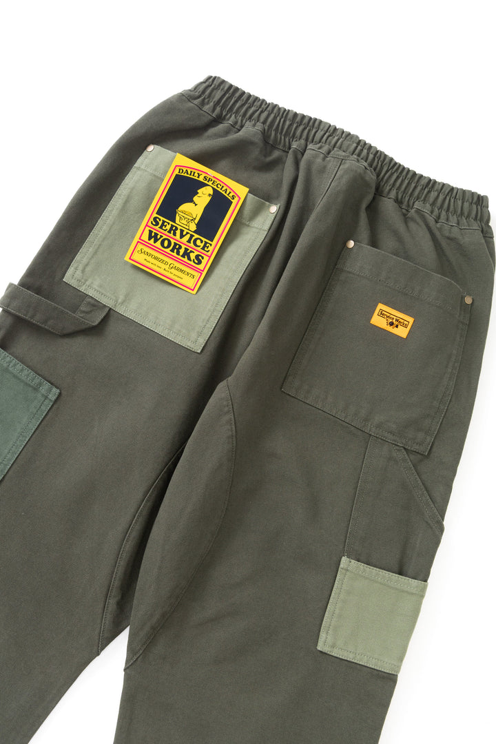 Service Works -  Patchwork Utility Chef Pants - Green