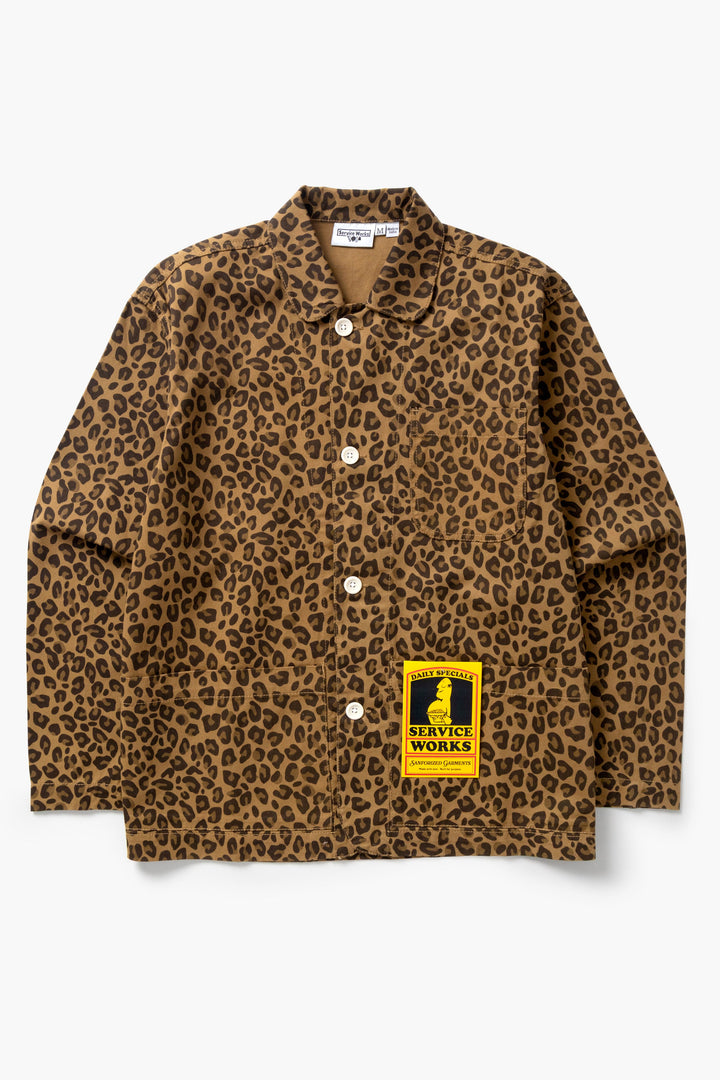 Service Works -  Patterned Easy Chef Shirt - Brown Leopard