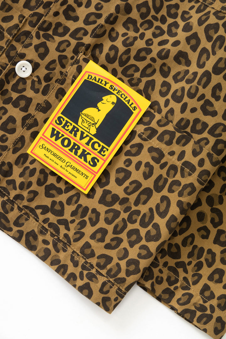 Service Works -  Patterned Easy Chef Shirt - Brown Leopard