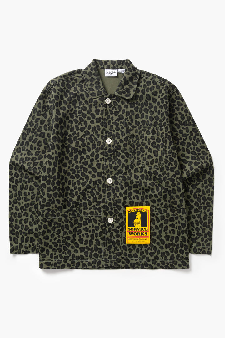 Service Works -  Patterned Easy Chef Shirt - Green Leopard