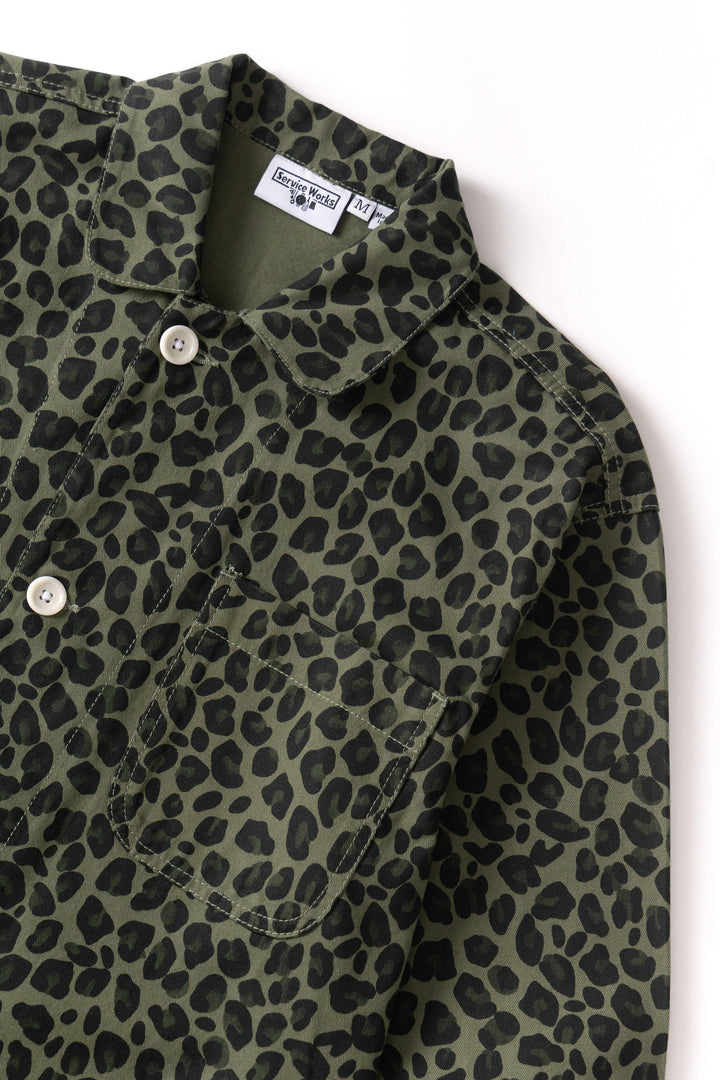 Service Works -  Patterned Easy Chef Shirt - Green Leopard