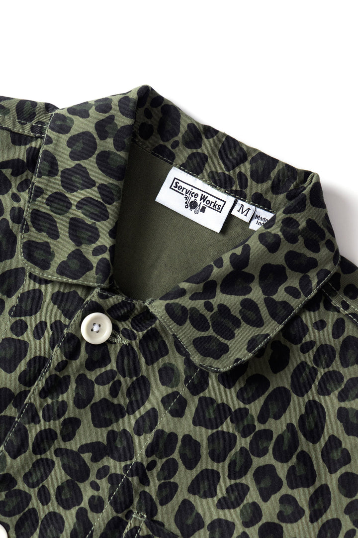 Service Works -  Patterned Easy Chef Shirt - Green Leopard
