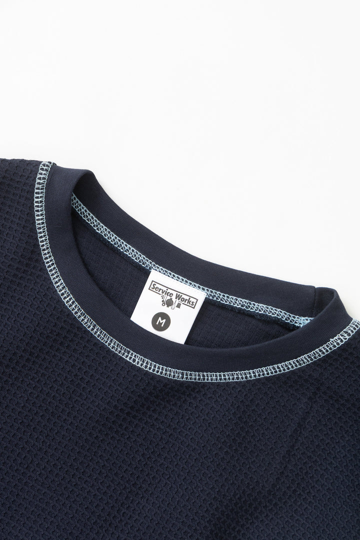 Service Works -  Waffle Contrast Thermal Long Sleeve Tee - Navy/Blue
