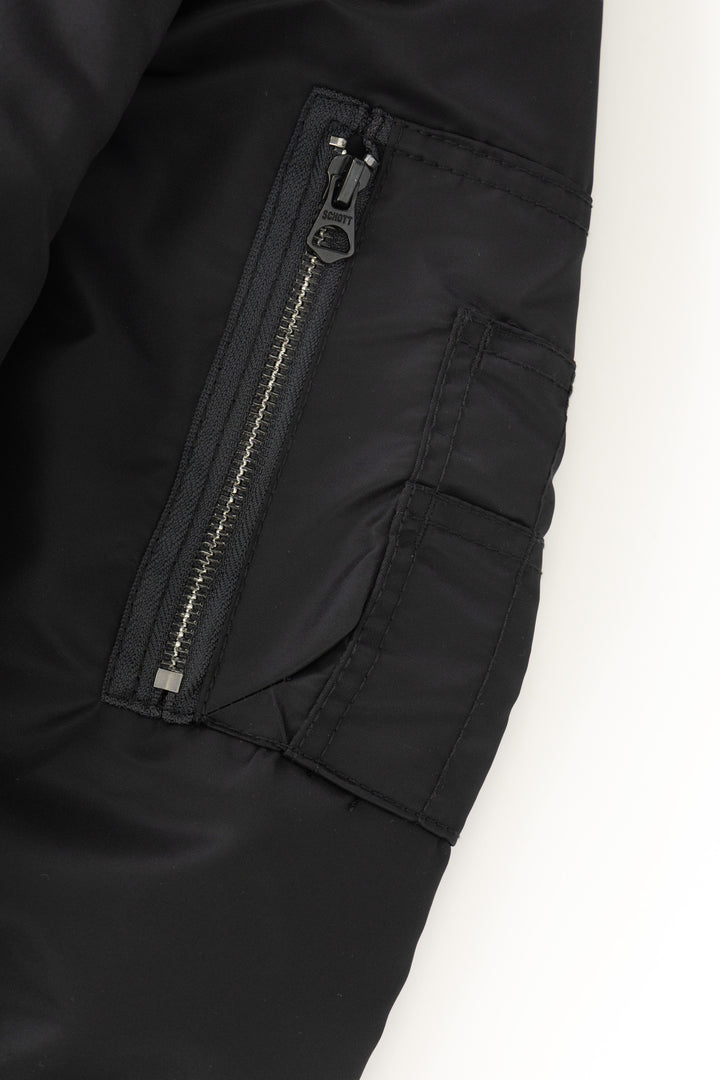 Schott N.Y.C - 90's Nylon Bomber Jacket - Black