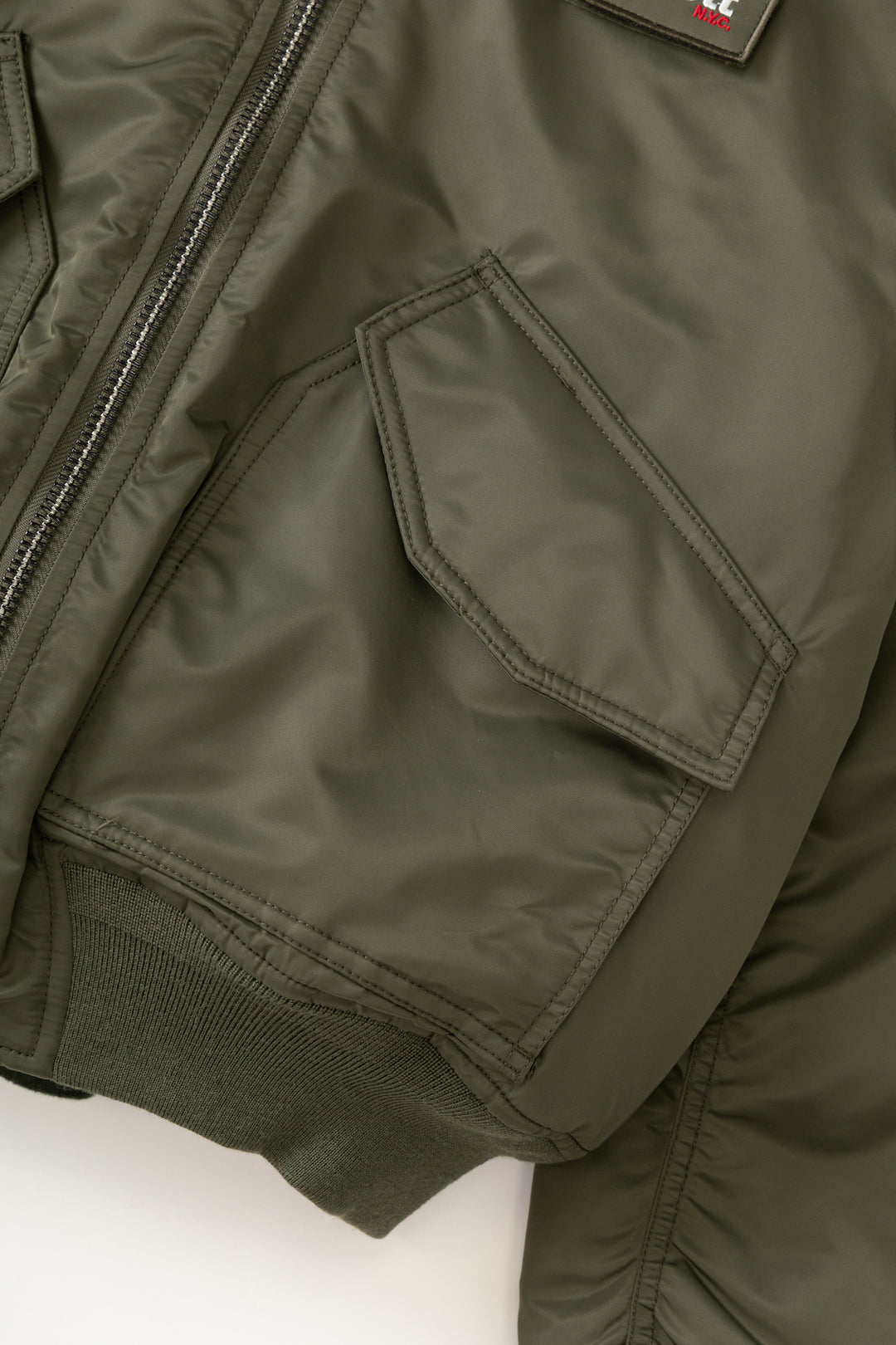 Schott N.Y.C - 90's Nylon Collared Bomber Jacket - Army Khaki