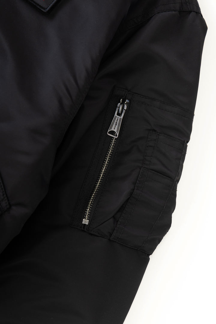 Schott N.Y.C - 90's Nylon Collared Bomber Jacket - Black