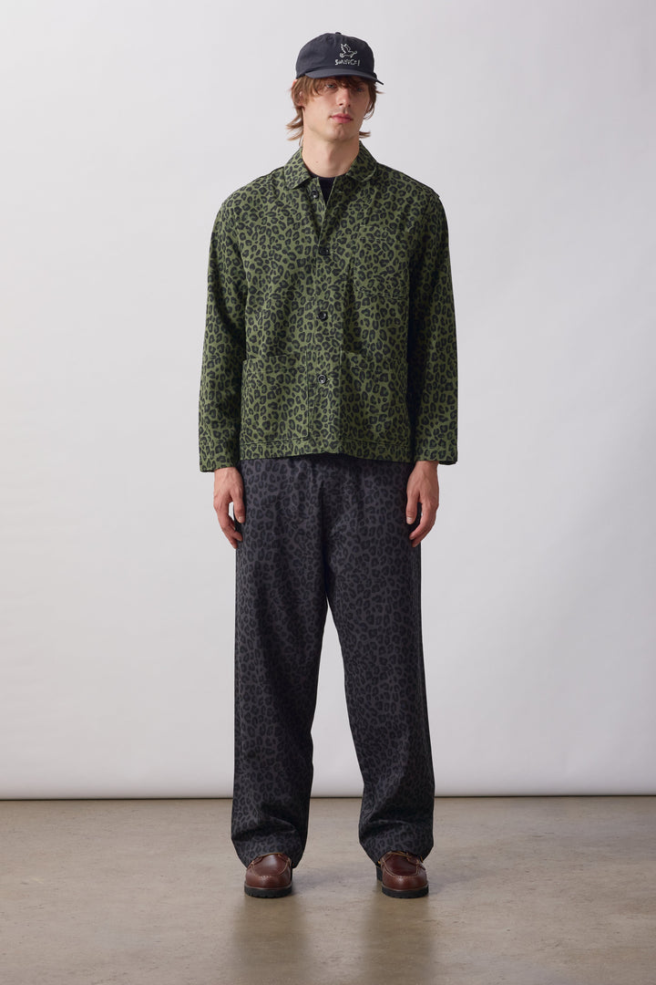 Service Works -  Patterned Easy Chef Shirt - Green Leopard