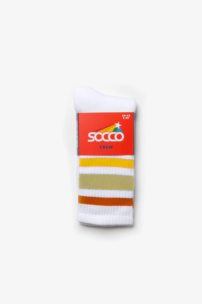 Socco - Striped Crew Socks - Orange/Khaki/Yellow