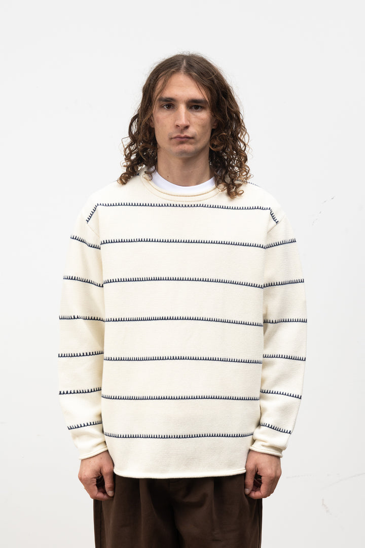 Blacksmith - Stripe Fishing Sweater - Off-White