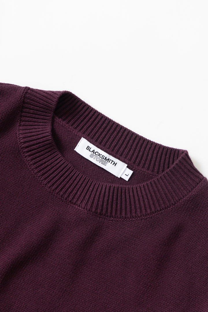 Blacksmith - Banded Sleeve Sweater - Maroon