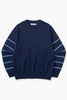 Blacksmith - Banded Sleeve Sweater - Navy