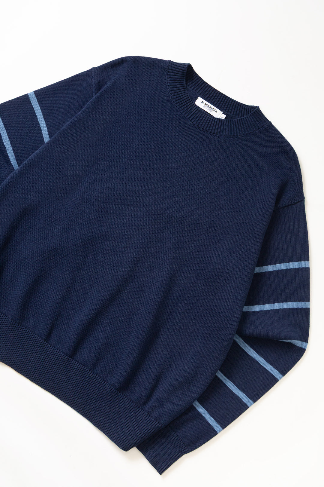 Blacksmith - Banded Sleeve Sweater - Navy