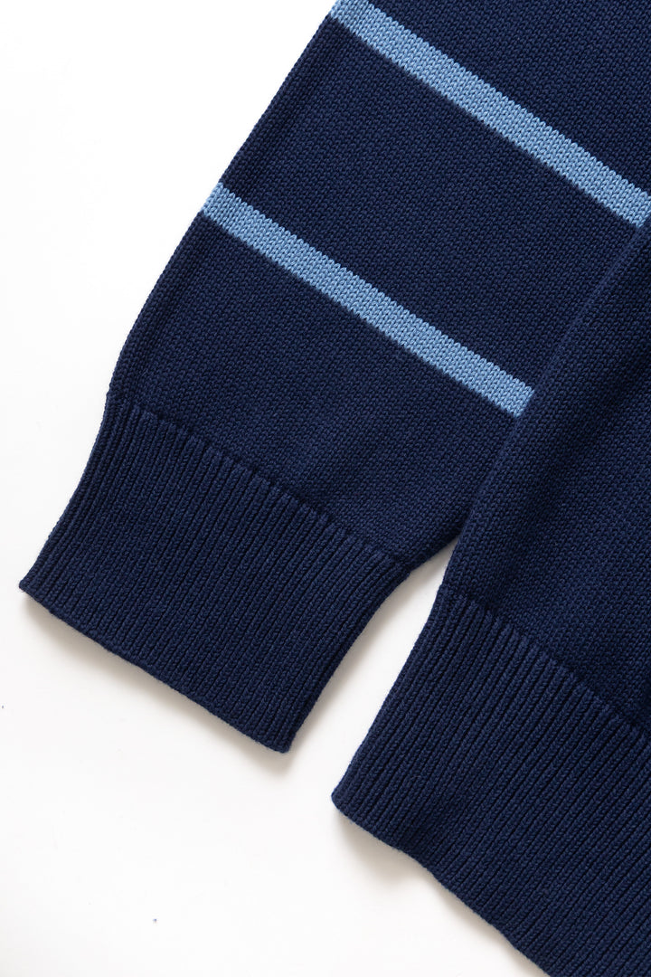 Blacksmith - Banded Sleeve Sweater - Navy