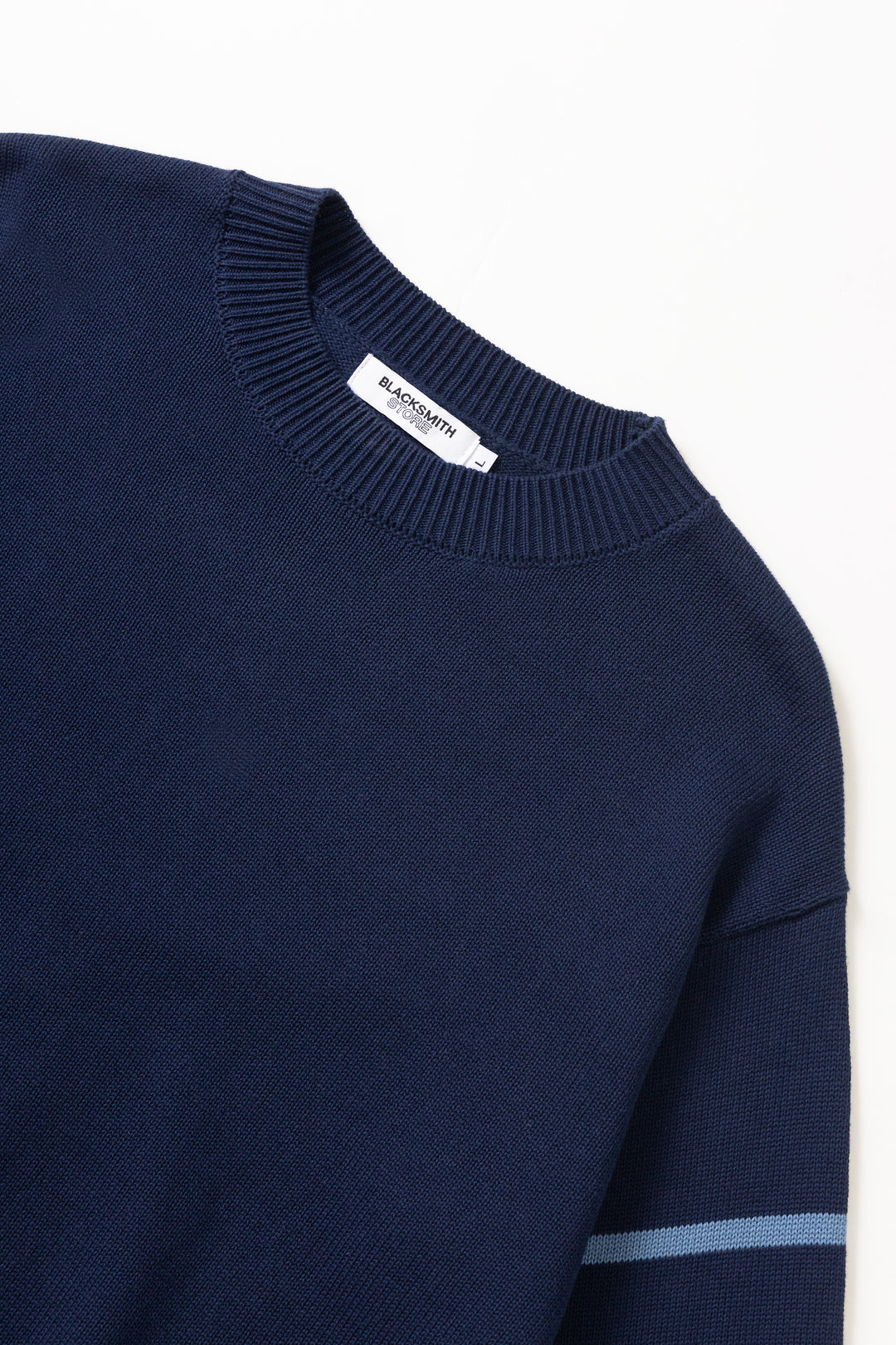 Blacksmith - Banded Sleeve Sweater - Navy