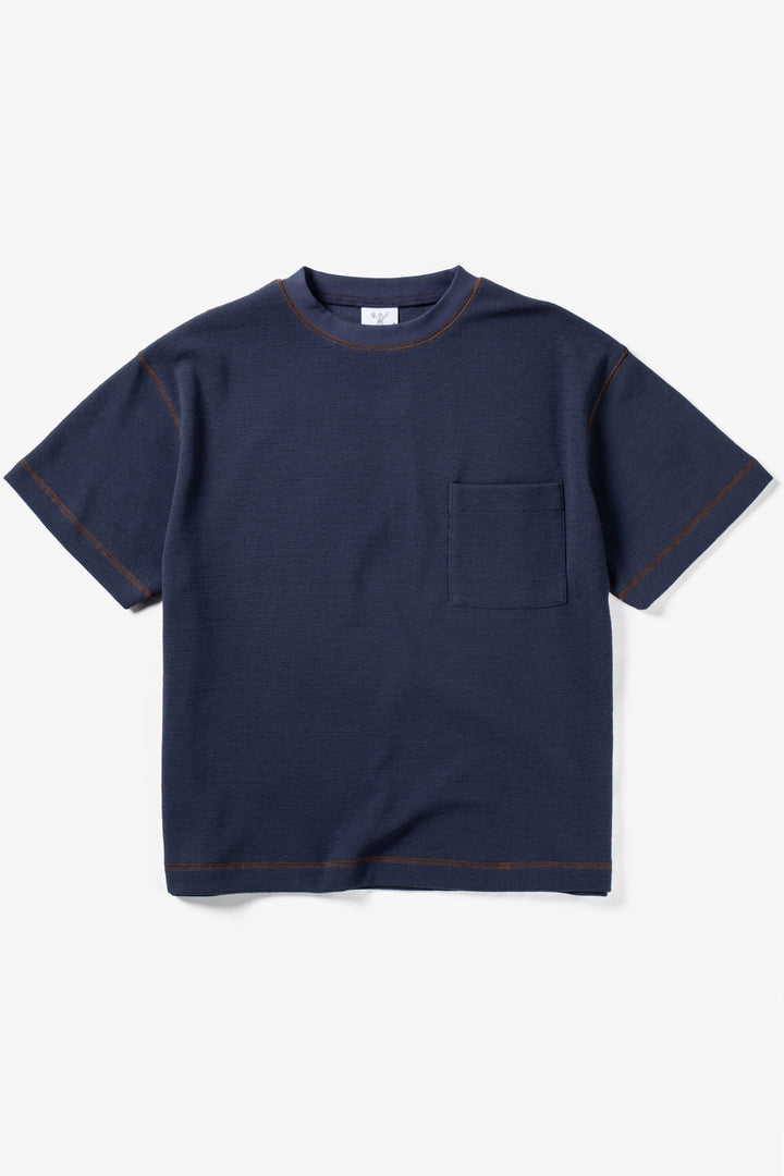 Candice - Waffle Pocket Tee - Navy
