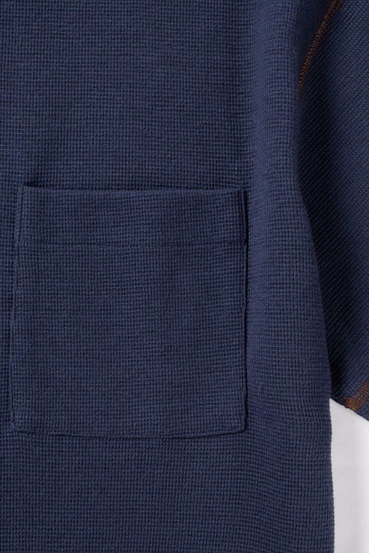 Candice - Waffle Pocket Tee - Navy