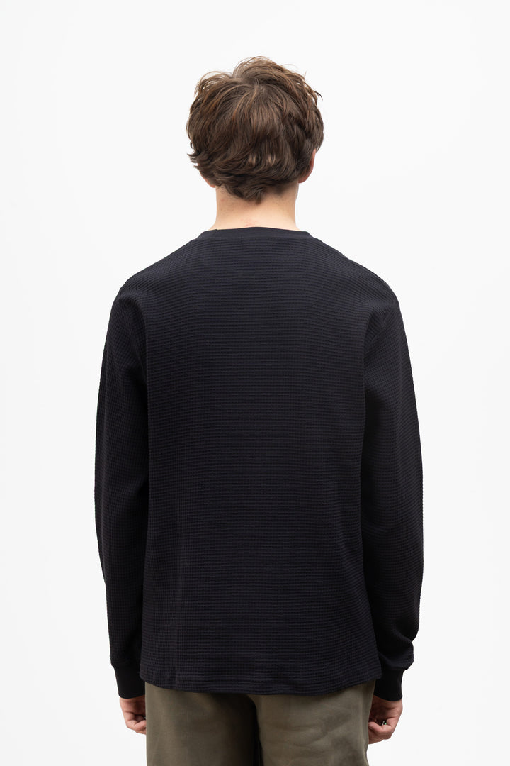 Power Goods - Thermal Waffle Long Sleeve Tee - Black