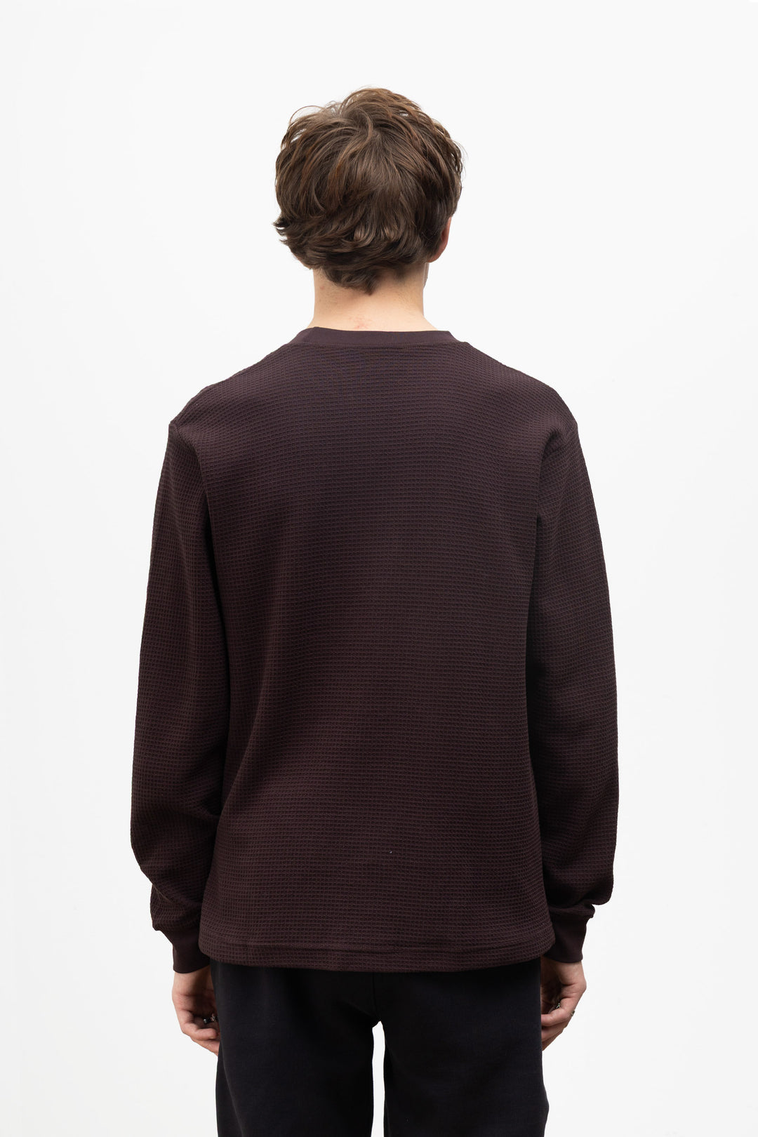 Power Goods - Thermal Waffle Long Sleeve Tee - Coffee