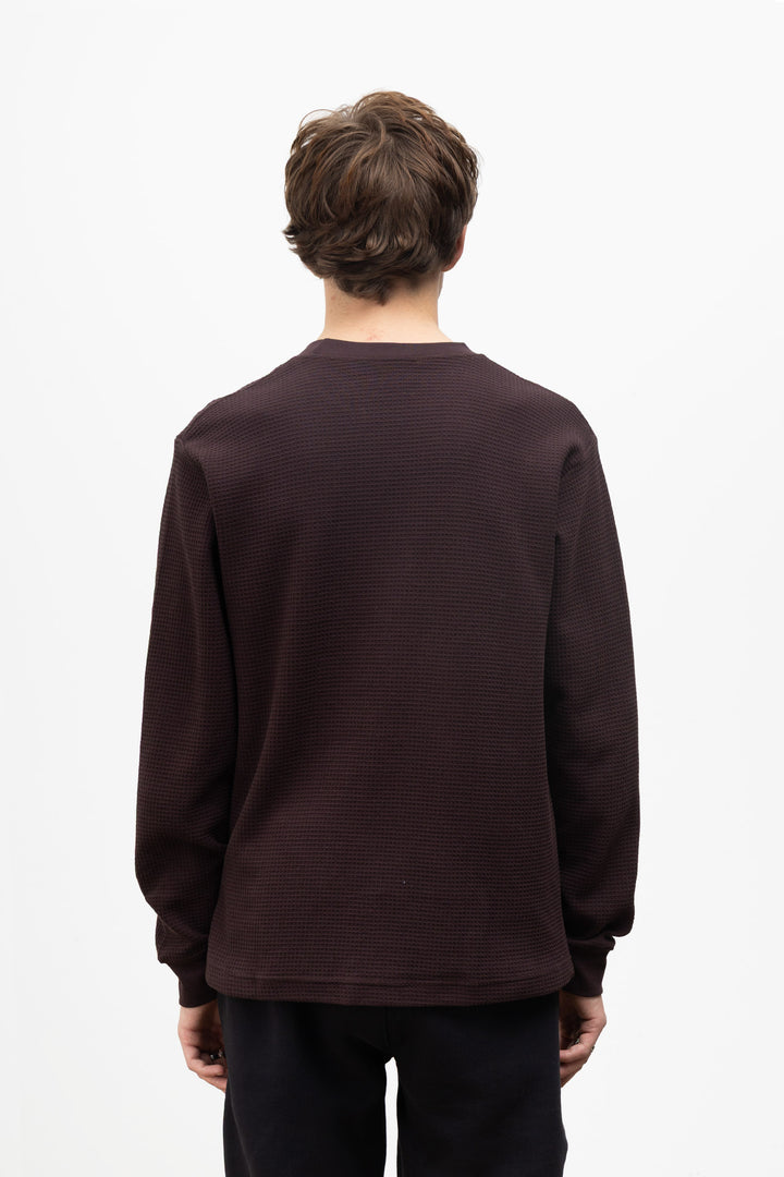 Power Goods - Thermal Waffle Long Sleeve Tee - Coffee