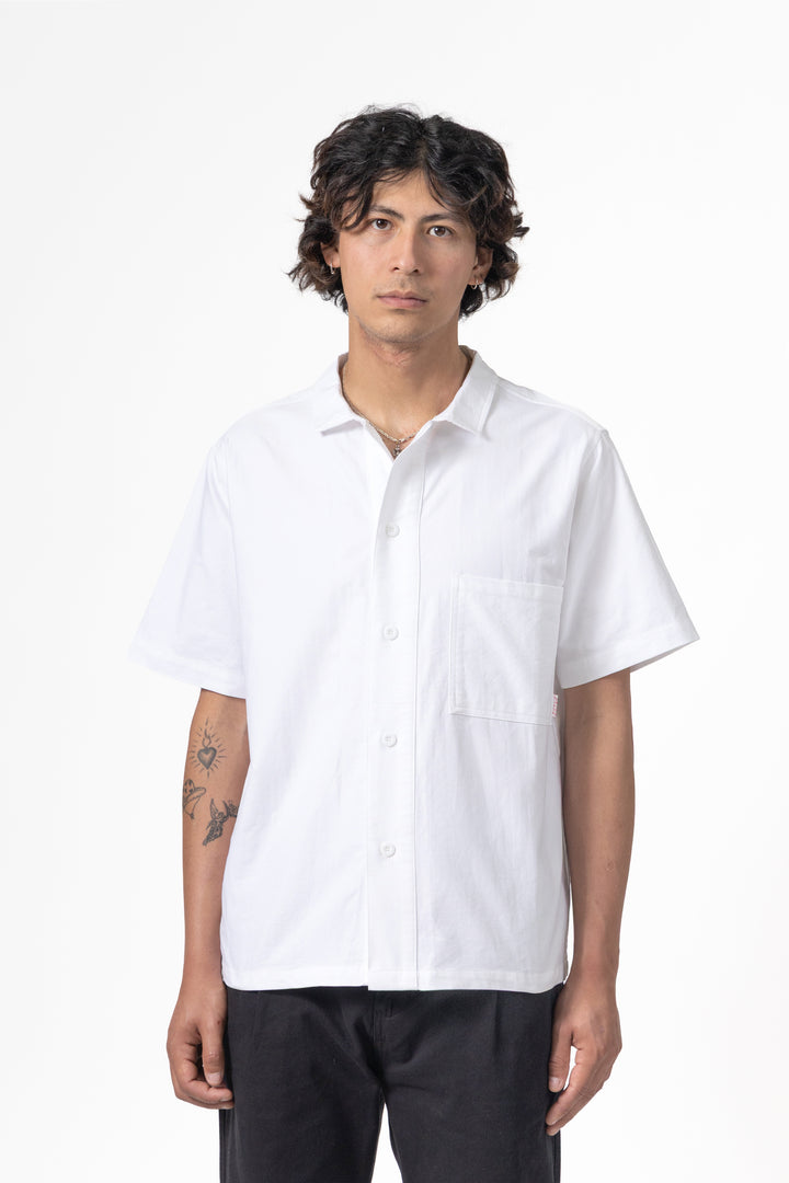 Blacksmith - 'Boxford' Short Sleeve Utility Shirt - White