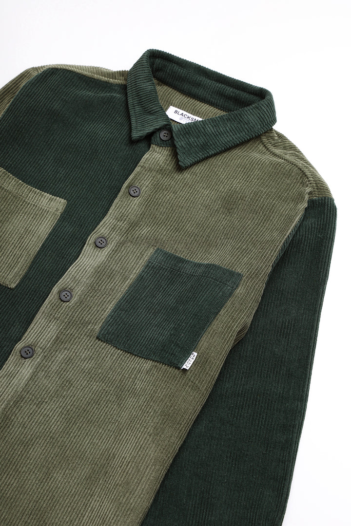Blacksmith - Patchwork Corduroy Shirt - Green