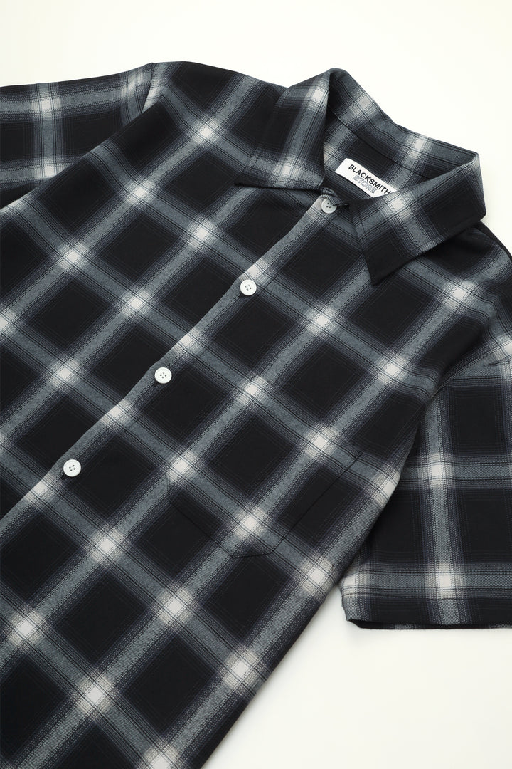 Blacksmith - Shadow Plaid Short Sleeve Shirt - Black/White