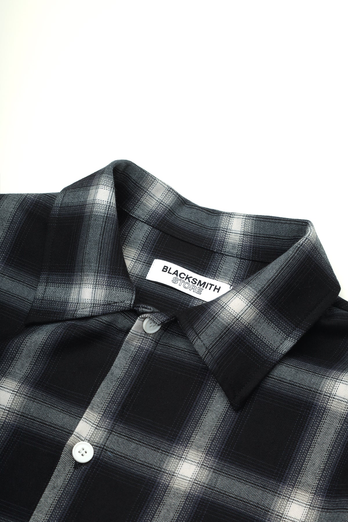 Blacksmith - Shadow Plaid Short Sleeve Shirt - Black/White