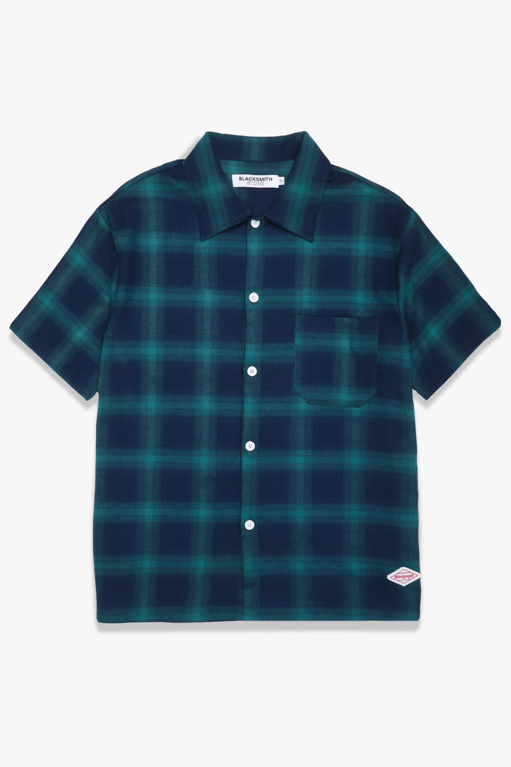 Blacksmith - Shadow Plaid Short Sleeve Shirt - Navy/Green