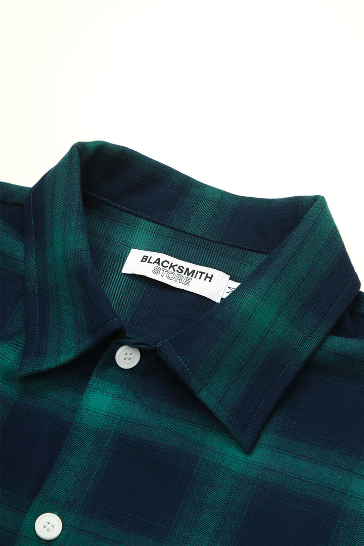 Blacksmith - Shadow Plaid Short Sleeve Shirt - Navy/Green