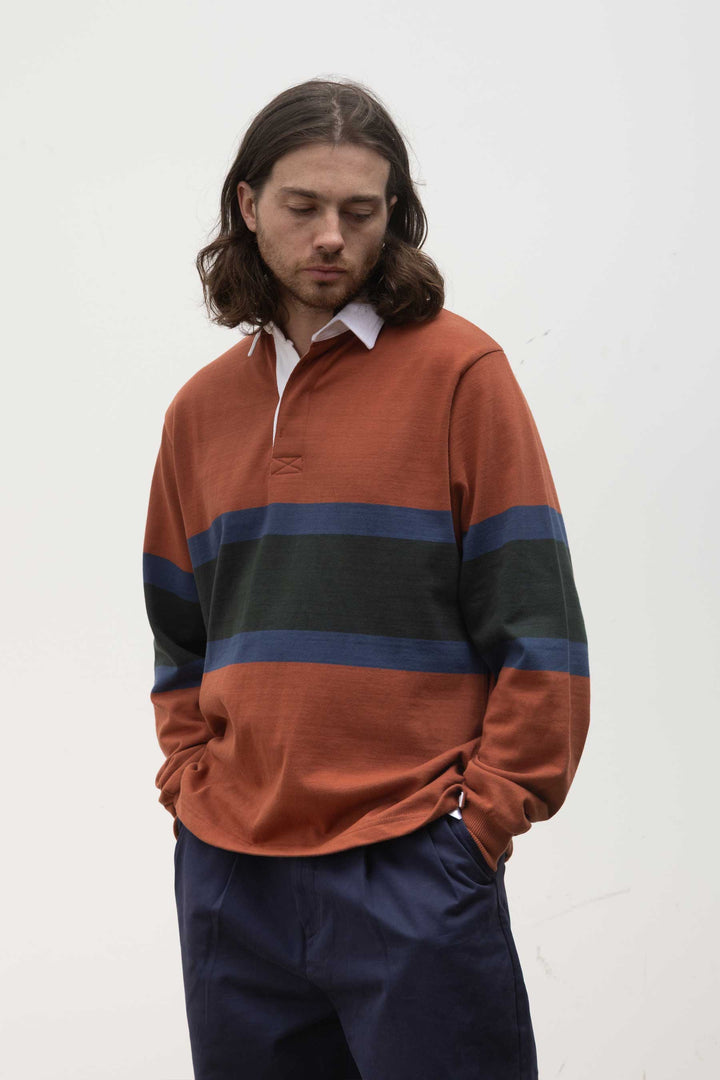 Opensider - Classic Rugby Shirt - Clay Tri-Stripe