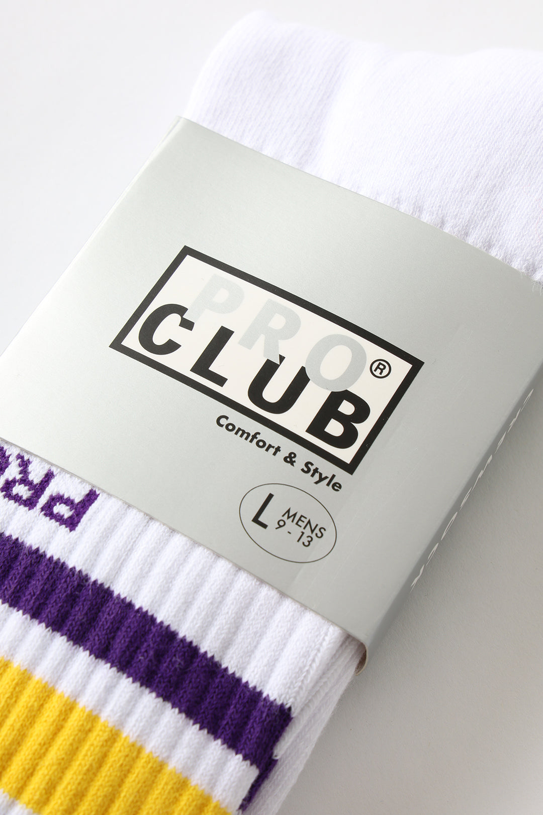 Pro Club - Striped Crew Socks - Purple/Yellow